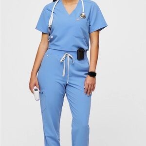 Figs Scrub Top and Pants in Ceil Blue
